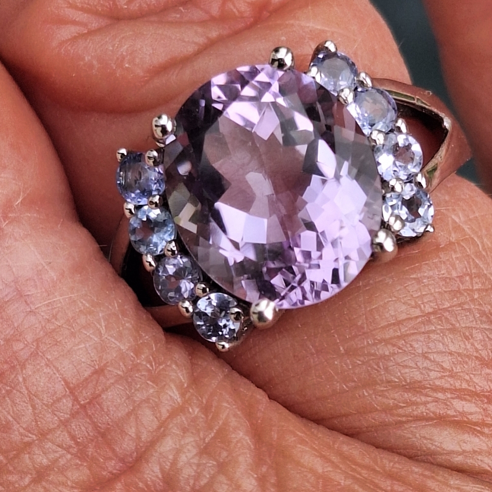 Amethyst and Tanzanite Sterling Silver Ring Size 6 NIB
